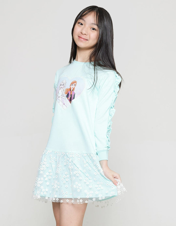 Disney Apl Love Frozen Midi Dress Lengan Panjang Anak Perempuan