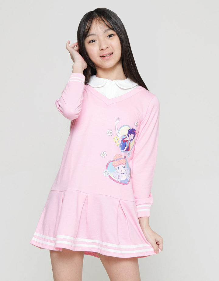 Disney Midi Dress Princess Anime Long Sleeve Girls