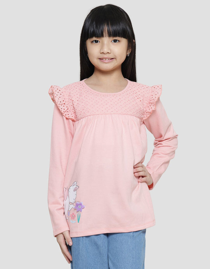 Disney Marie Kombi Cotton Embro Long Sleeve T-Shirt for Girls