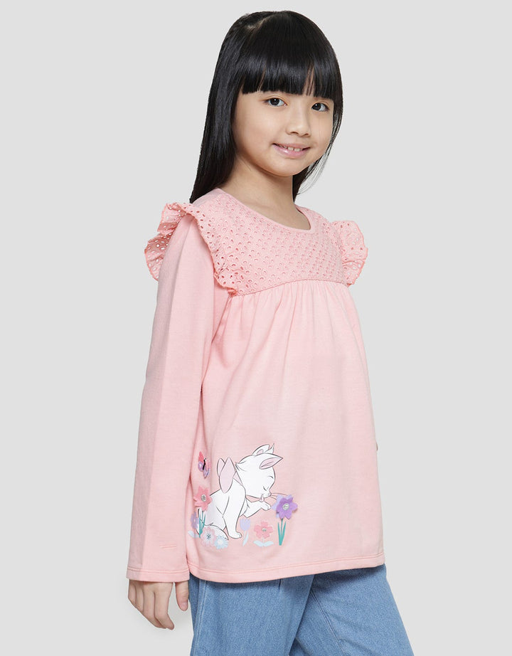 Disney Marie Kombi Cotton Embro Long Sleeve T-Shirt for Girls