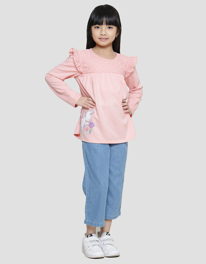 Disney Marie Kombi Cotton Embro Long Sleeve T-Shirt for Girls