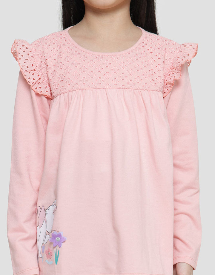 Disney Marie Kombi Cotton Embro Long Sleeve T-Shirt for Girls