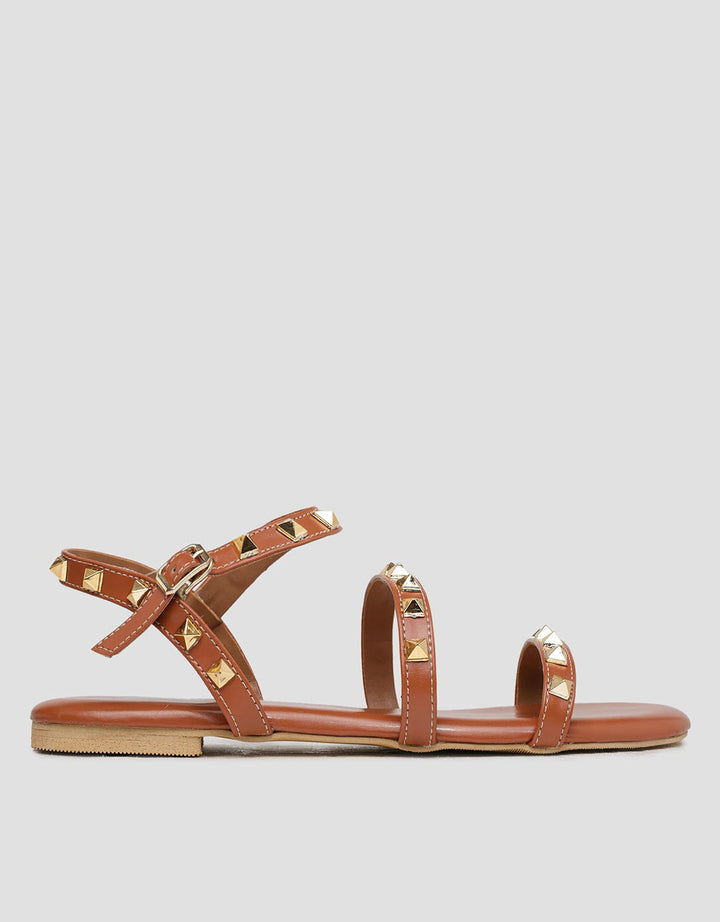 Details Golden Studs Sandal Slingback Wanita