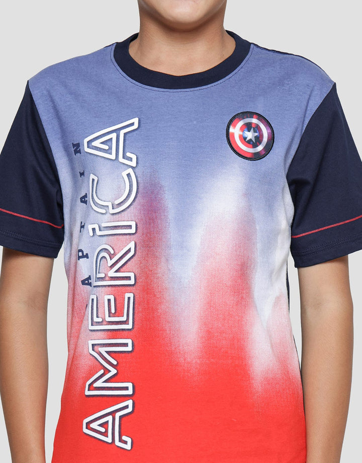 Marvel Avengers Captain America Tiedye Ombre Kaos Anak Laki-Laki