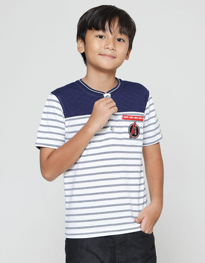 Marvel Avengers Stripe Pocket Henley T-Shirt Boys