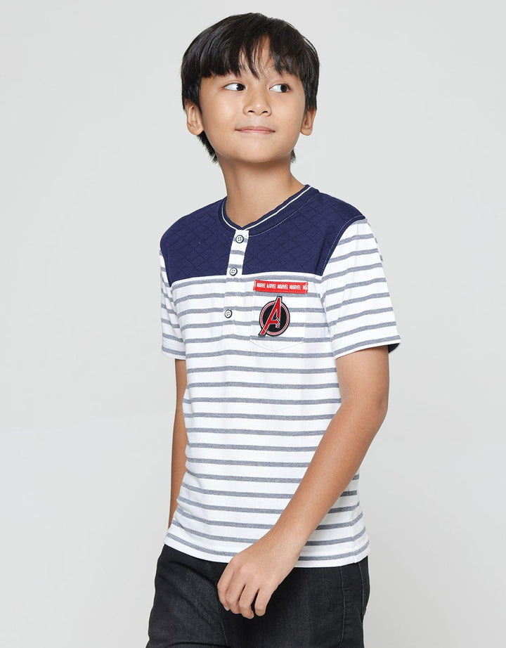 Marvel Avengers Stripe Pocket Henley T-Shirt Boys