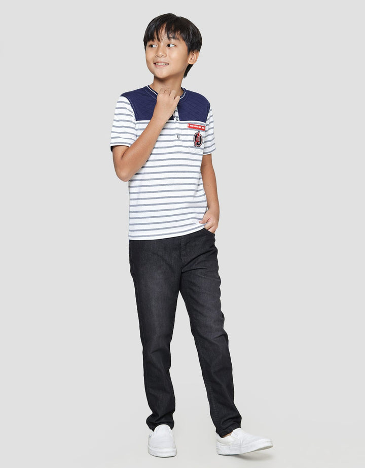Marvel Avengers Stripe Pocket Henley T-Shirt Boys