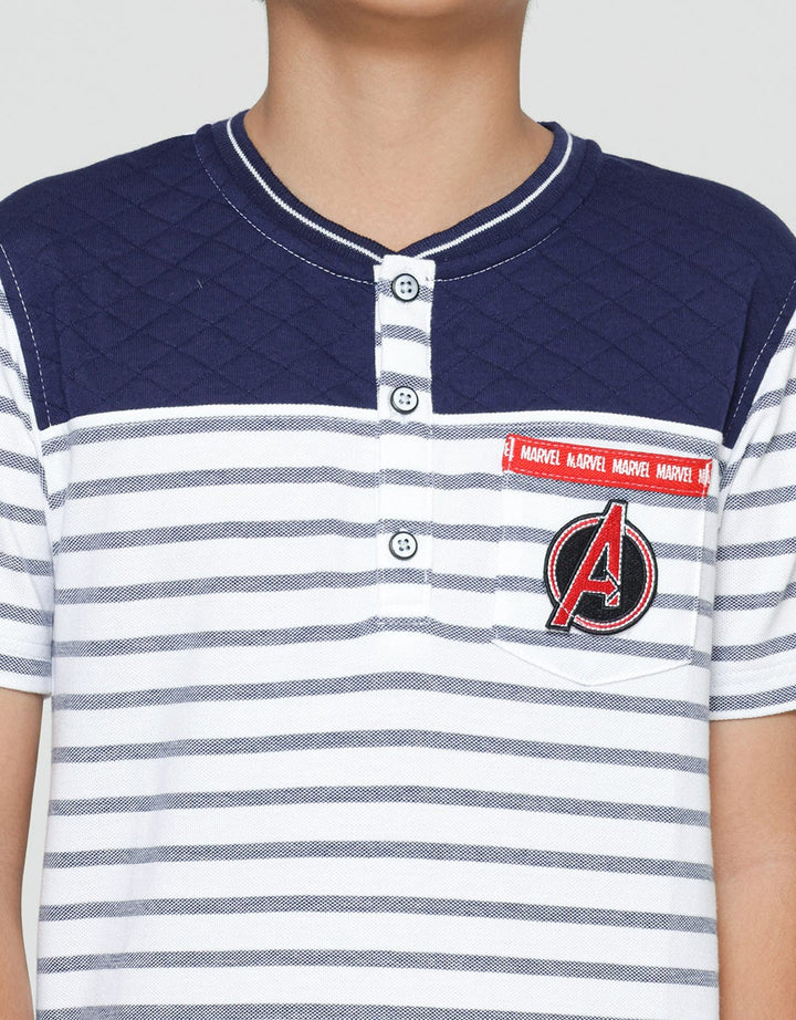 Marvel Avengers Stripe Pocket Henley T-Shirt Boys