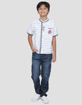 Marvel Avenger Stripe Pattern Kemeja Koko Lengan Pendek Anak Laki-laki
