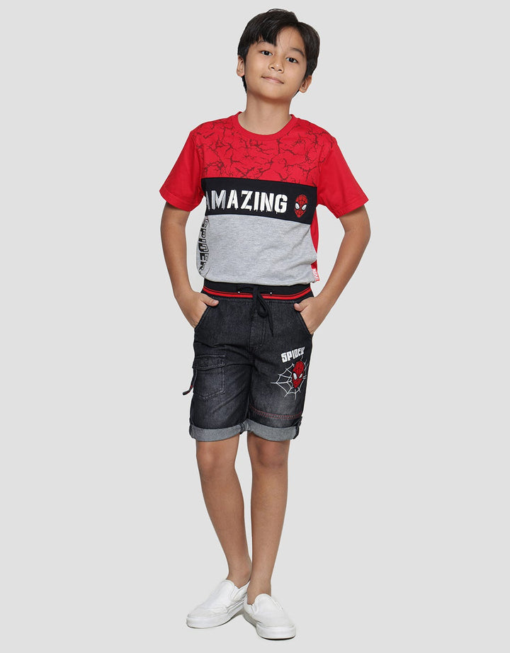 Marvel Spiderman Face Spidey Jaring Celana Denim Anak Laki-laki