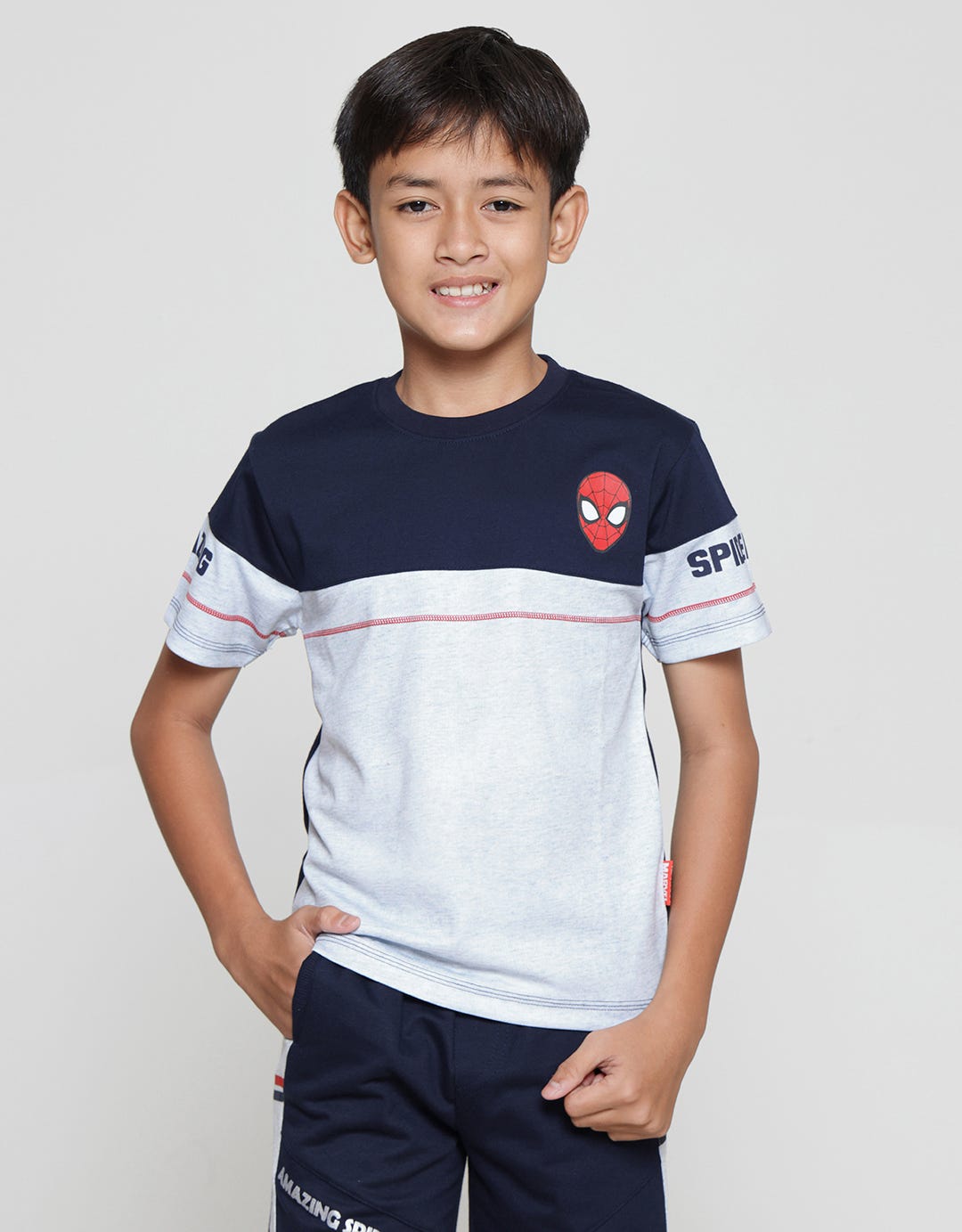 Marvel Spiderman Round Face Cutsewn Boys T-Shirt Combination