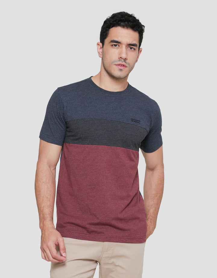 Cardinal Color Block Kaos Casual Pria