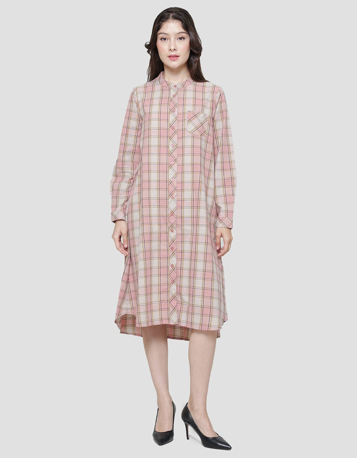 Triset Casual Print Check Dress Wanita