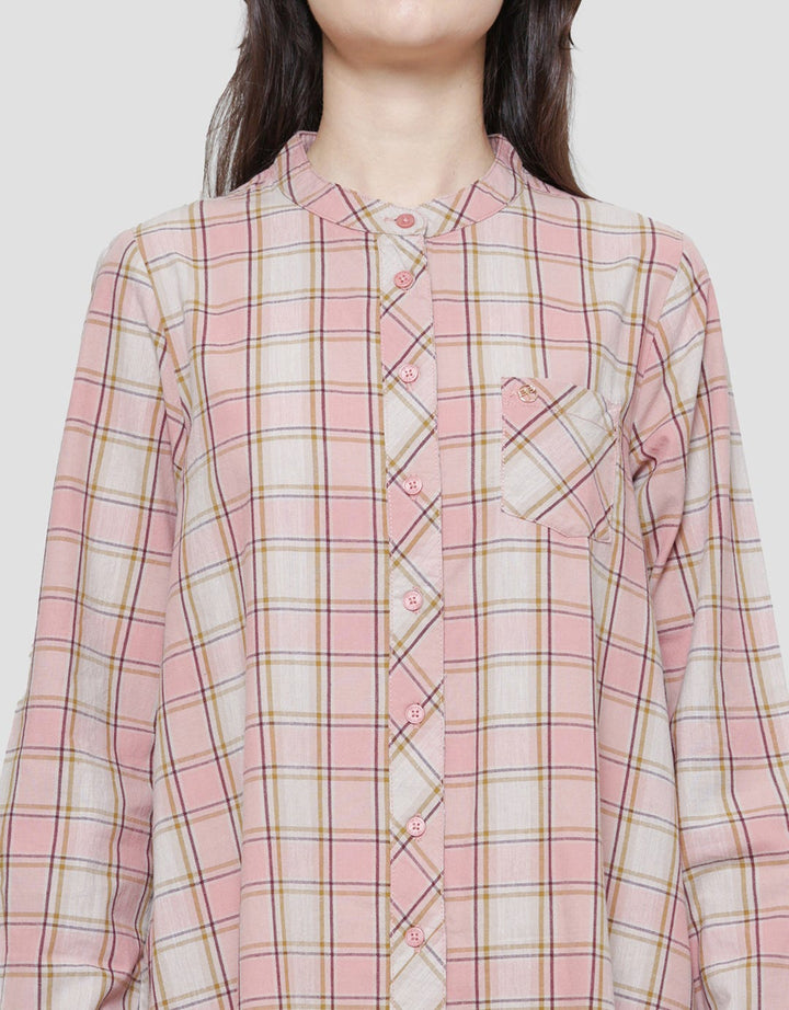 Triset Casual Print Check Dress Wanita