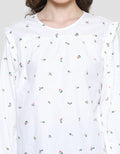 Details Blouse Ruffle Wanita Print Bunga