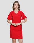 Cardinal Femme Bell Sleeve Dress Wanita