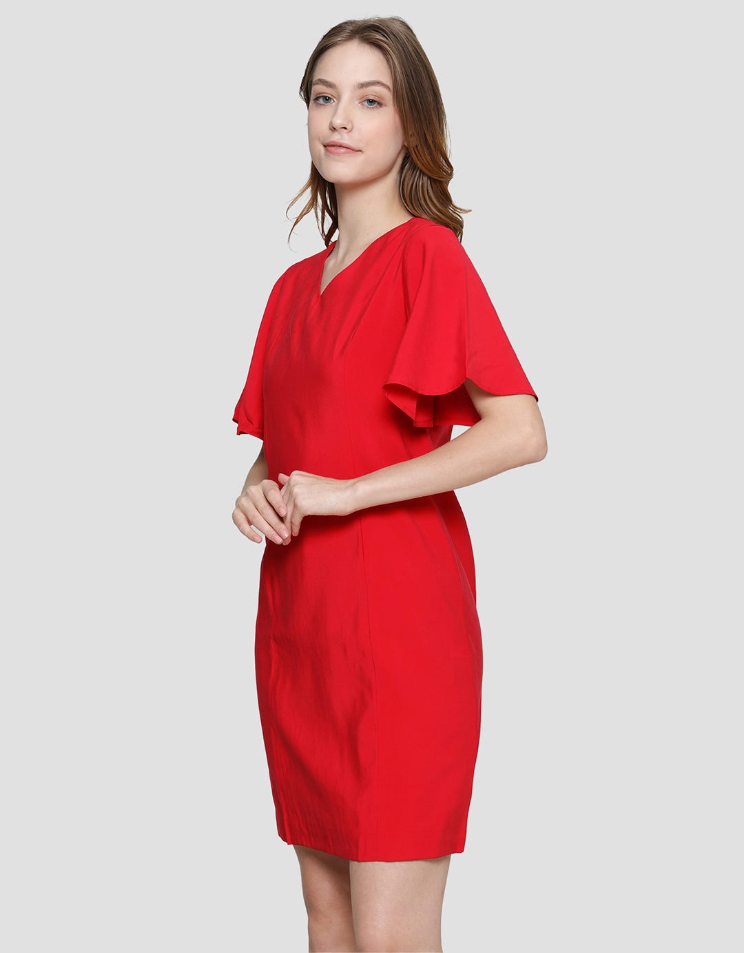 Cardinal Femme Bell Sleeve Dress Wanita