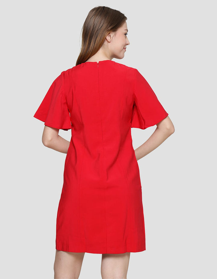 Cardinal Femme Bell Sleeve Dress Wanita