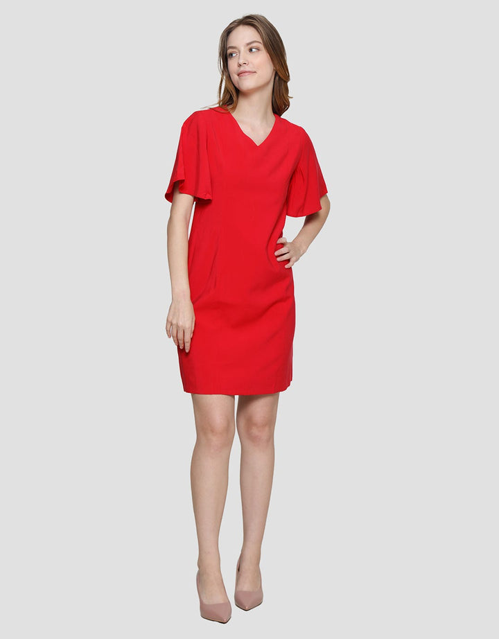 Cardinal Femme Bell Sleeve Dress Wanita