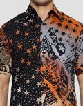 Arjuna Weda Hem Slim Fit Batik Pelangi Iteman Pria