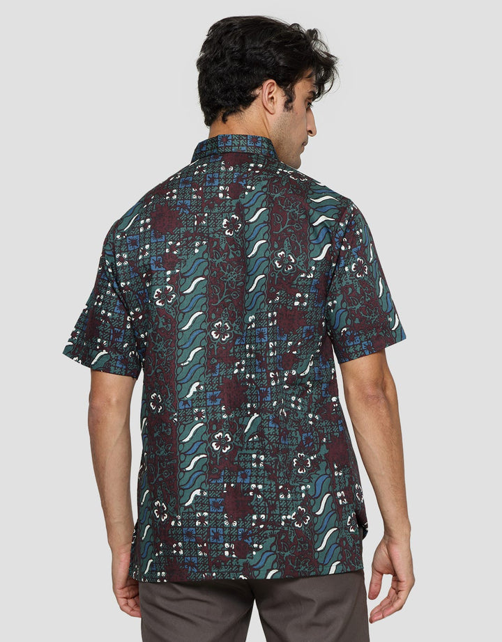 Arjuna Weda Batik Sawat Kawung Cat Hem Body Fit Pria