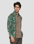 Adikusuma Men's Chrysanthemum Flower Batik Regular Fit Shirt