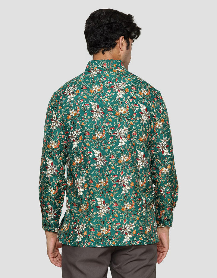 Adikusuma Men's Chrysanthemum Flower Batik Regular Fit Shirt