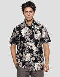 Adikusuma Print Dedaunan Hem Batik Body Fit Pria