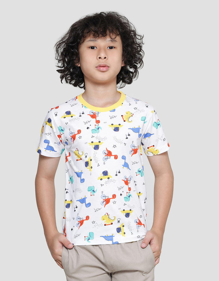 Little M Dino Digital Print Kaos Lengan Pendek Anak Laki-laki