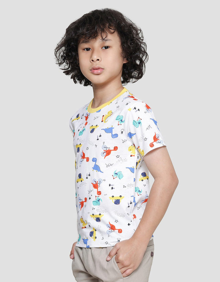 Little M Dino Digital Print Kaos Lengan Pendek Anak Laki-laki