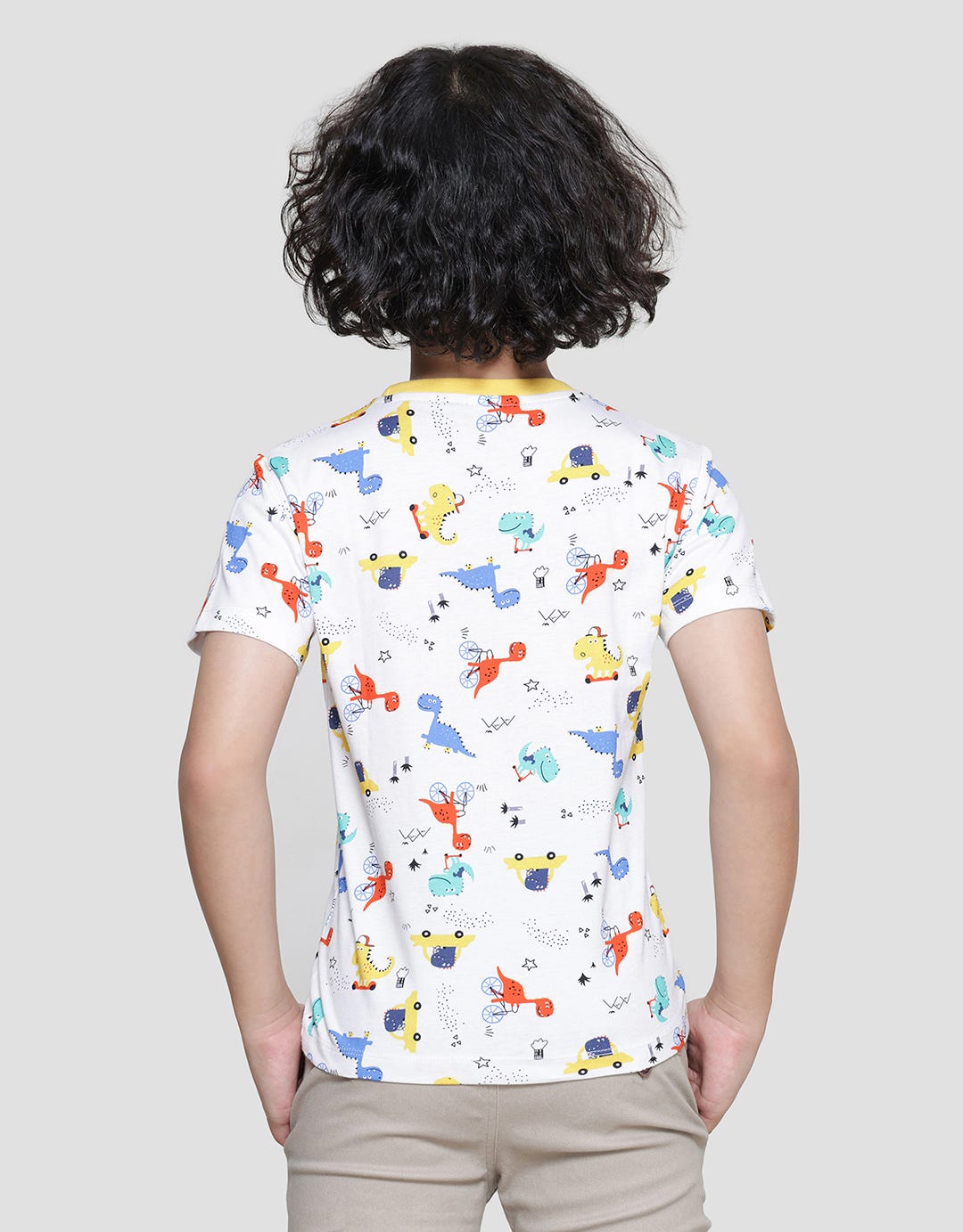 Little M Dino Digital Print Kaos Lengan Pendek Anak Laki-laki