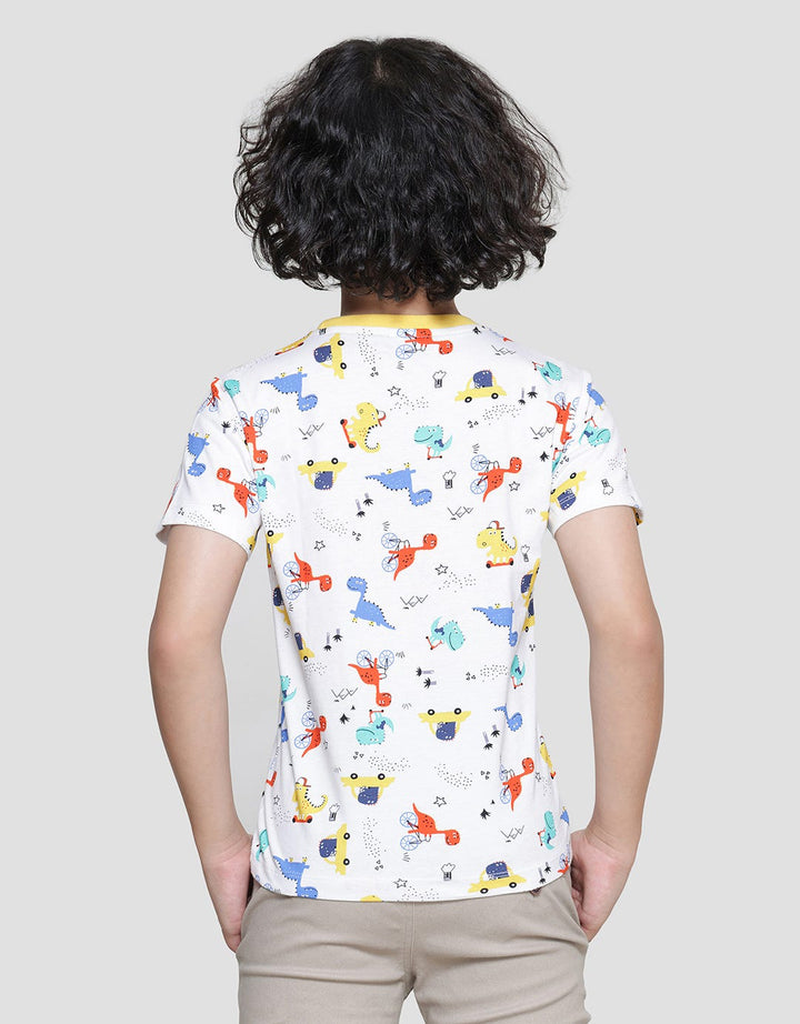 Little M Dino Digital Print Kaos Lengan Pendek Anak Laki-laki
