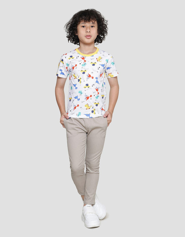 Little M Dino Digital Print Kaos Lengan Pendek Anak Laki-laki