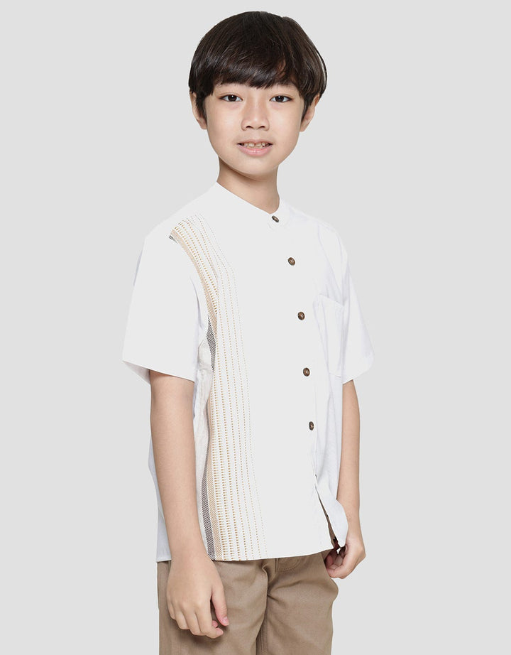 Little M Solid Jaquard Koko Lengan Pendek Anak Laki-laki