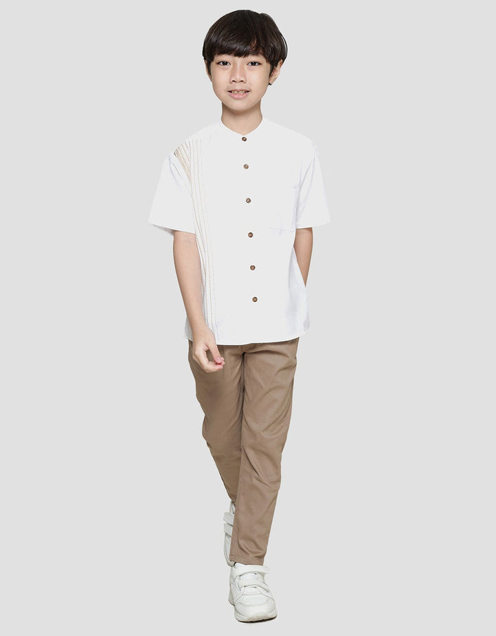 Little M Solid Jaquard Koko Lengan Pendek Anak Laki-laki