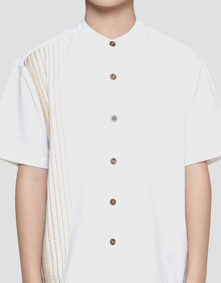 Little M Solid Jaquard Koko Lengan Pendek Anak Laki-laki