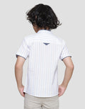 Little M Casual Stripes Koko Lengan Pendek Anak Laki-Laki