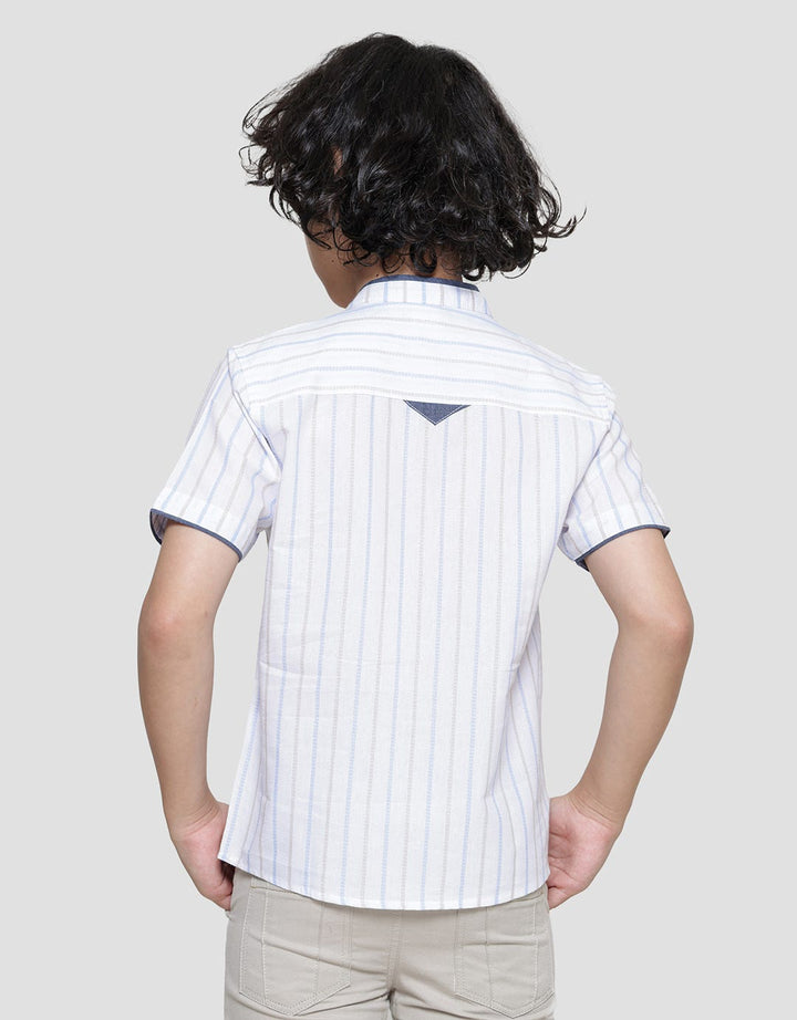 Little M Casual Stripes Koko Lengan Pendek Anak Laki-Laki