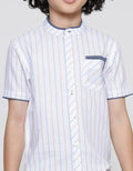 Little M Casual Stripes Koko Lengan Pendek Anak Laki-Laki