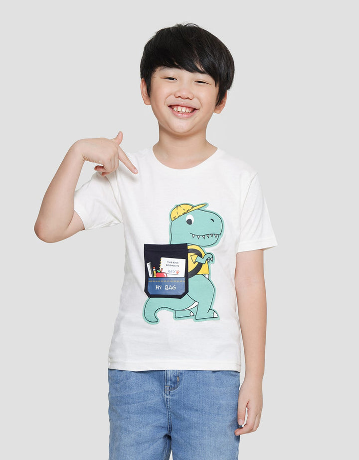 Little M Dino Backpack Application Boys Short Sleeve T-shirt