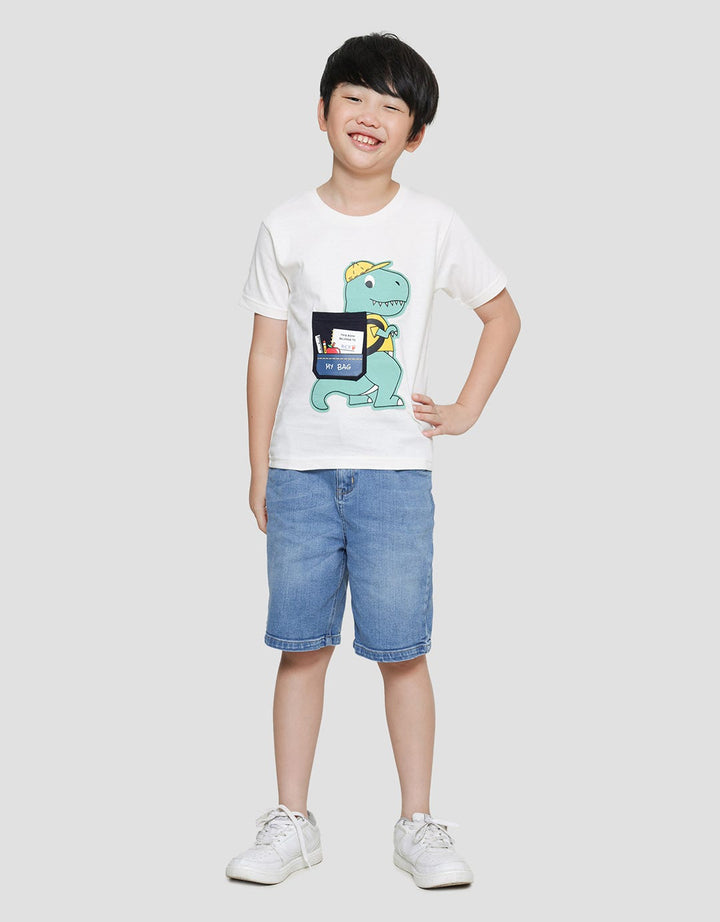Little M Dino Backpack Application Boys Short Sleeve T-shirt