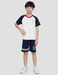 Little M Raglan Dino Kaos Lengan Pendek Anak Laki-Laki