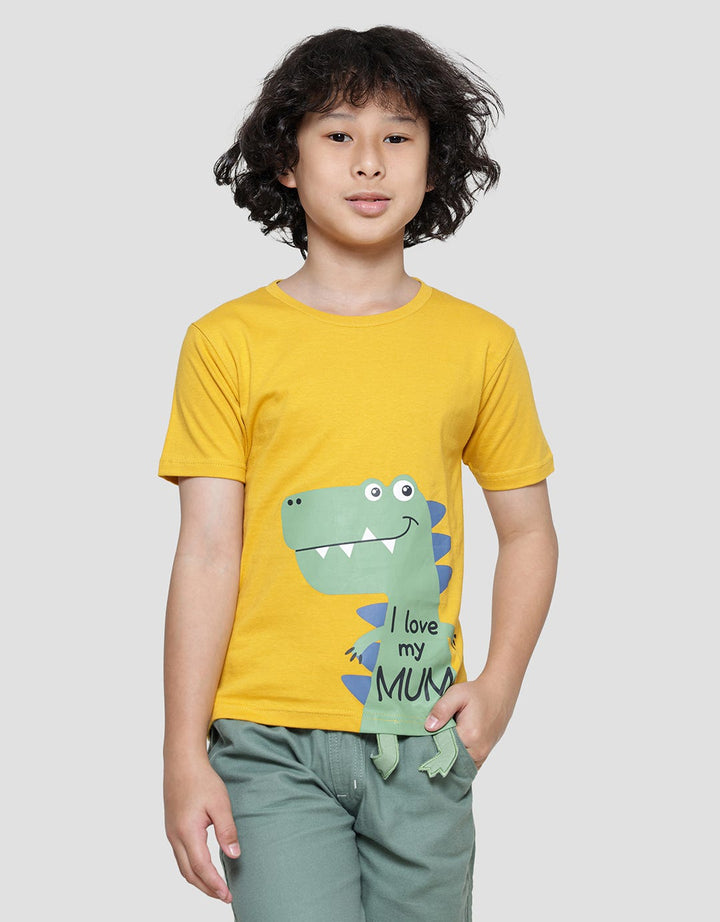Little M I Love Mom Aplikasi Kaos Lengan Pendek Anak Laki-laki