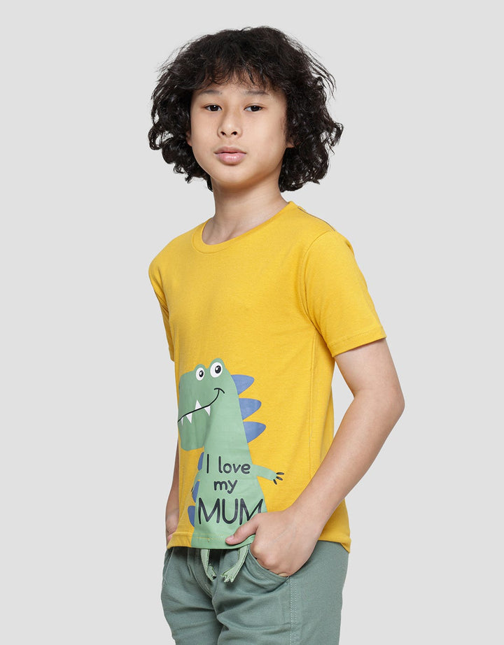 Little M I Love Mom Aplikasi Kaos Lengan Pendek Anak Laki-laki