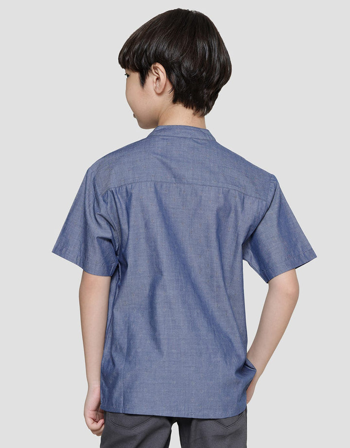 Little M Casual Chambray Dobby Kemeja Koko Anak Laki-Laki