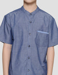 Little M Casual Chambray Dobby Kemeja Koko Anak Laki-Laki