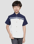 Little M Oxford Cut N Sewn Kemeja Lengan Pendek Anak Laki-laki