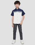 Little M Oxford Cut N Sewn Kemeja Lengan Pendek Anak Laki-laki