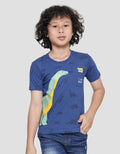 Little M Dino Aplikasi Kaos Lengan Pendek Anak Laki-laki