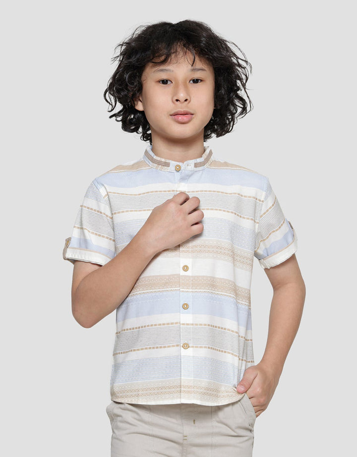 Little M Dobby Stripe Kemeja Anak Laki-laki